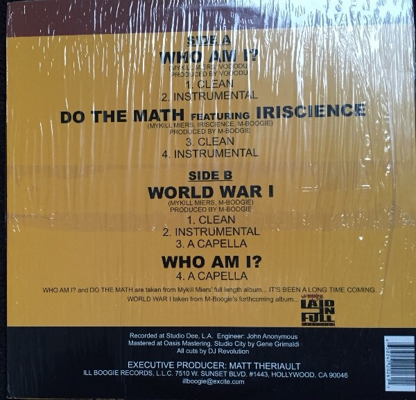 Mykill Miers - Who Am I? - 2000 - - Blackberry Records, Ill Boogie Records - Vinyl 1x 12", 33 ⅓ RPM, Single