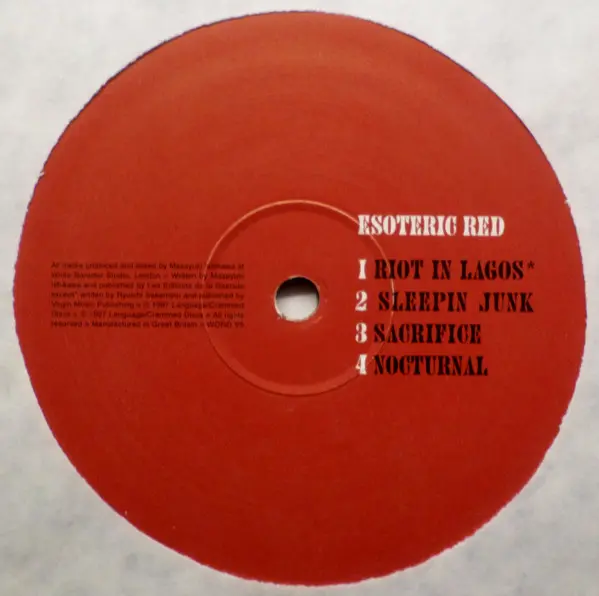 Tao - Esoteric Red, Electronic, Breakbeat, Downtempo, Drum n Bass, 1997 - Language, UK, Vinyl 1x LP