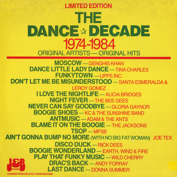 Various - The Dance Decade 1974-1984, Electronic, Funk / Soul, Pop, Rock, Disco, Funk, New Wave, Novelty, 1984 - J & B Record