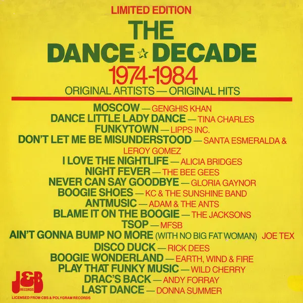 Various - The Dance Decade 1974-1984, Electronic, Funk / Soul, Pop, Rock, Disco, Funk, New Wave, Novelty, 1984 - J & B Record