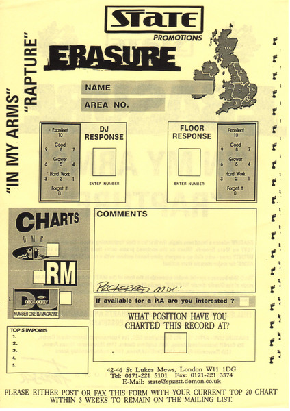 Erasure - In My Arms / Rapture (Club Promo), Electronic, House, 1997 - Mute, UK, Vinyl 2x 12", Promo