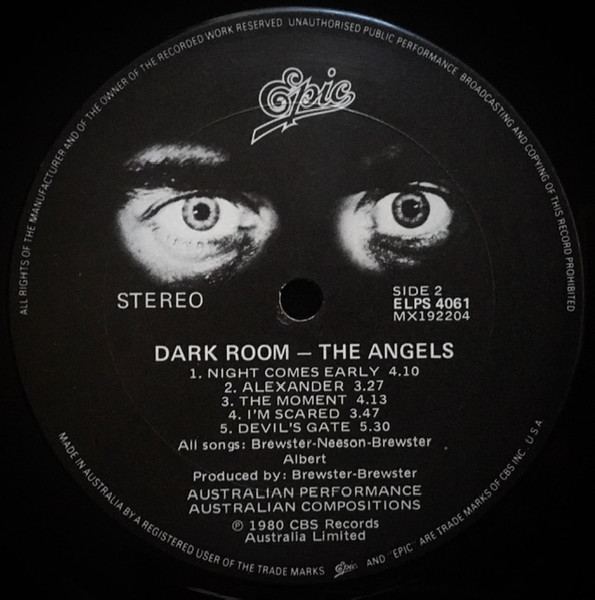 Angels, The - Dark Room, Rock, Classic Rock, Hard Rock, 1980 - Epic, Australia, Vinyl 1x LP, Album Gatefold