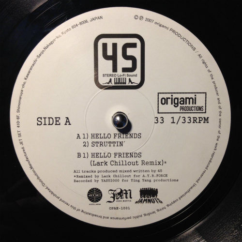 45 - Hello Friends EP, Funk / Soul, Hip Hop, Jazz, Contemporary Jazz, Jazz-Funk, Jazzy Hip-Hop, RnB/Swing, 2007 - Origami Pro
