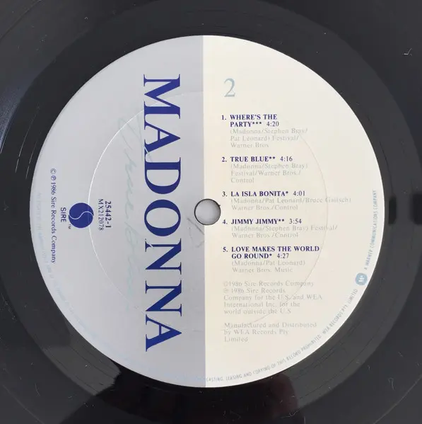Madonna - True Blue, Pop, Rock, Pop Rock, 1986 - Sire, Australia, Vinyl 1x LP, Album