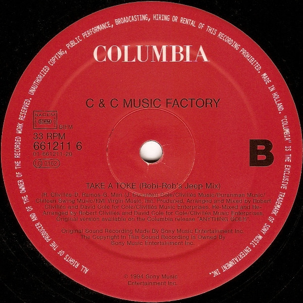C + C Music Factory - I Found Love / Take A Toke, Electronic, Downtempo, Garage House, House, 1995 - Columbia, Europe, Vinyl 