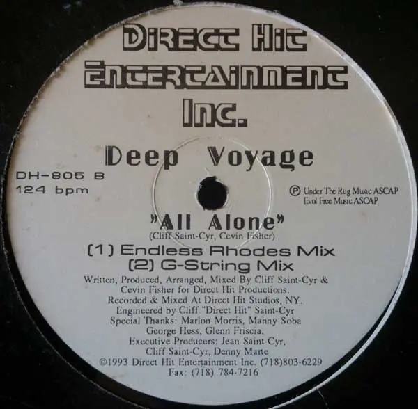 Deep Voyage - All Alone, Electronic, House, 1993 - Direct Hit Entertainment Inc., US, Vinyl 1x 12", 33 ⅓ RPM