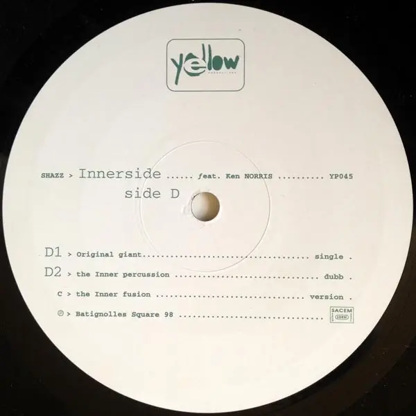 Shazz + Joe Claussell - Innerside, Electronic, Deep House, 1998 - Yellow Productions, France, Vinyl 1x 12"