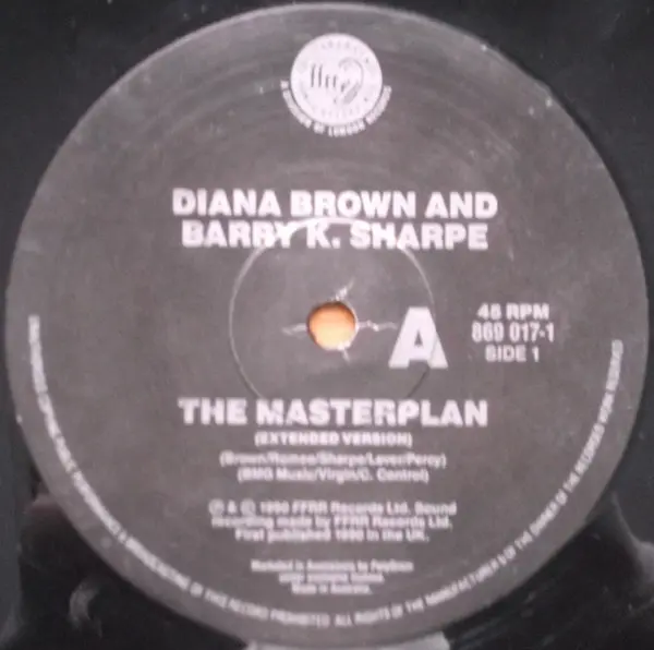 Diana Brown & Barrie K Sharpe - The Masterplan, Electronic, Downtempo, 1990 - FFRR, Australasia, Vinyl 1x 12", 45 RPM, Single