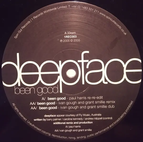 Deepface - Been Good, Electronic, House, 2005 - 1 Records, Spin Out Records, UK, Vinyl 1x 12"