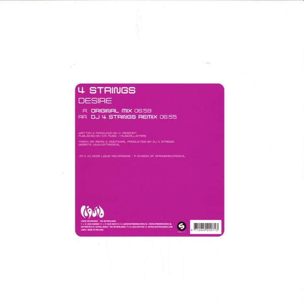 4 Strings - Desire, Electronic, Trance, 2005 - Liquid Recordings, Netherlands, Vinyl 1x 12"