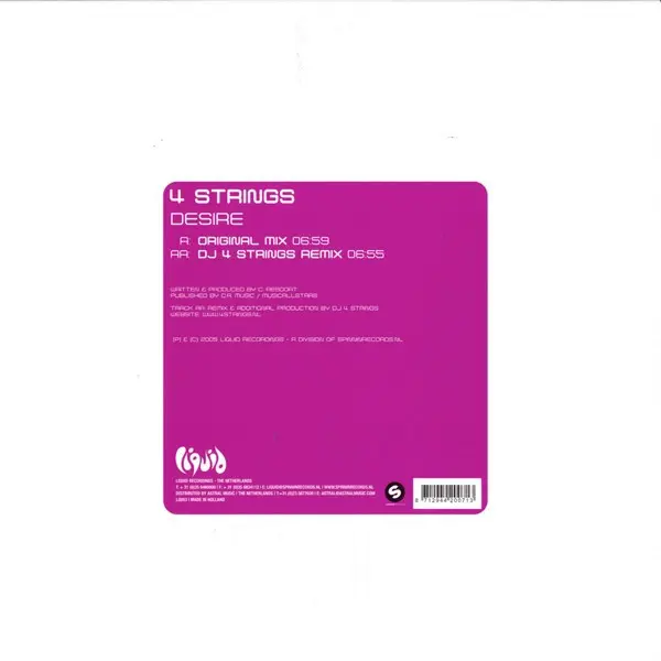 4 Strings - Desire, Electronic, Trance, 2005 - Liquid Recordings, Netherlands, Vinyl 1x 12"