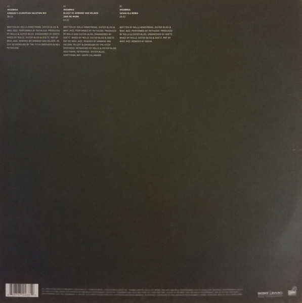 Faithless - Insomnia 2005, Electronic, Progressive House, Progressive Trance, 2005 - Cheeky Records, UK, Vinyl 1x 12", 33 ⅓ R