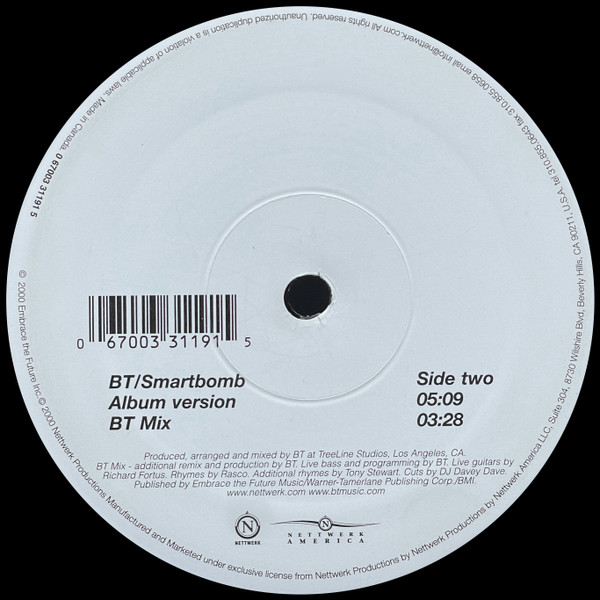 BT - Smartbomb, Electronic, Breaks, 2001 - Nettwerk America, Canada, Vinyl 1x 12"
