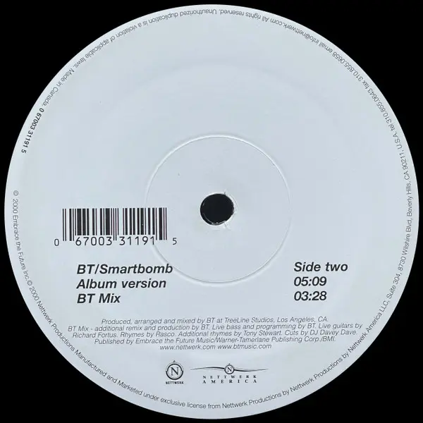 BT - Smartbomb, Electronic, Breaks, 2001 - Nettwerk America, Canada, Vinyl 1x 12"