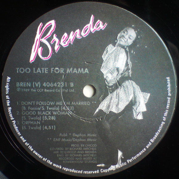 Brenda Fassie - Too Late For Mama, Electronic, Folk, World, & Country, Funk / Soul, African, Contemporary R&B, Dance-pop, Hou