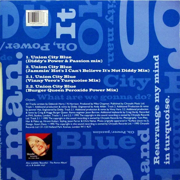 Blondie - Union City Blue, Electronic, Euro House, House, 1995 - Chrysalis, UK, Vinyl 1x 12", Maxi-Single Light Blue