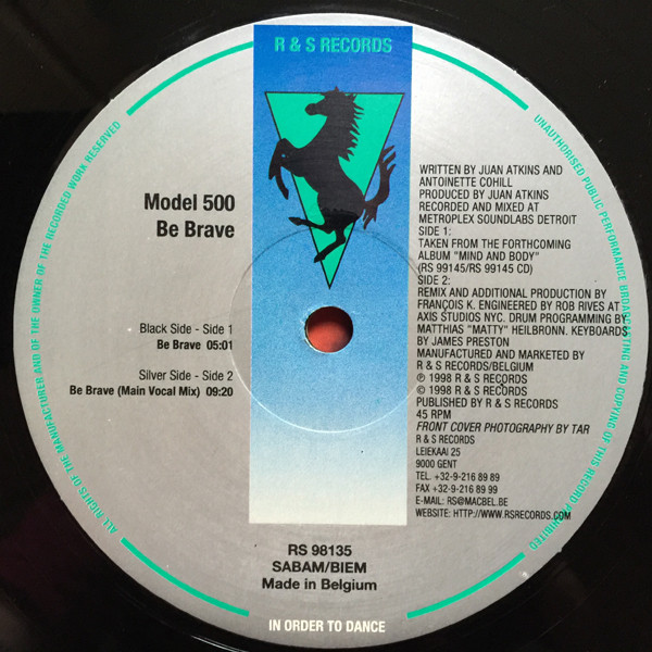 Model 500 - Be Brave, Electronic, Soul, 1999 - R & S Records, Belgium, Vinyl 1x 12", 45 RPM, Single 1/2