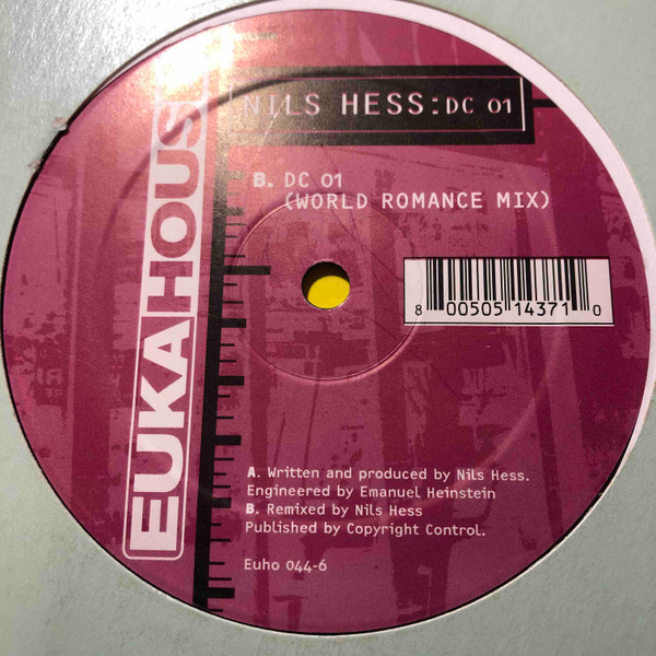 Nils Hess - DC 01, Electronic, House, Industrial, 2002 - Eukahouse, UK, Vinyl 1x 12", 33 ⅓ RPM