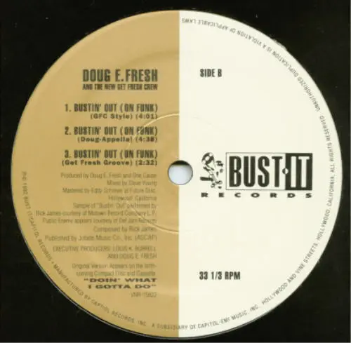 Doug E. Fresh & The New Get Fresh Crew - Bustin' Out (On Funk), Hip Hop, 1992 - Bust It Records, US, Vinyl 1x 12"