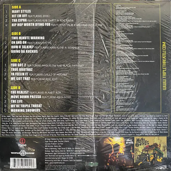 Triple Threat (3) - Many Styles, Hip Hop, Conscious, Cut-up/DJ, 2003 - Fat Beats, US, Vinyl 2x LP