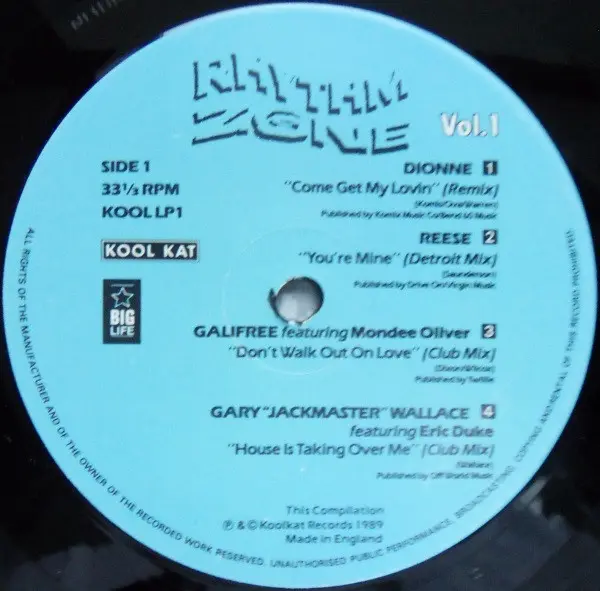 Various - Rhythm Zone Vol. 1, Electronic, Acid House, Garage House, Techno, 1989 - Kool Kat, UK, Vinyl 1x LP, Compilation