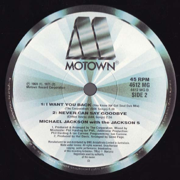 Michael Jackson With Jackson 5, The - I Want You Back (88 Remix), Funk / Soul, Disco, Soul, 1988 - Motown, Australasia, Vinyl