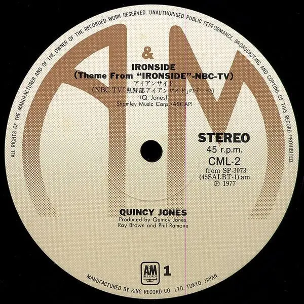 Quincy Jones - Ironside (Theme From "Ironside" NBC TV) / Superstition, Funk / Soul, Jazz, Stage & Screen, Funk, Jazz-Funk, So