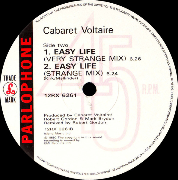 Cabaret Voltaire - Easy Life, Electronic, Bleep, House, Techno, 1990 - Parlophone, UK, Vinyl 1x 12", 45 RPM, Single