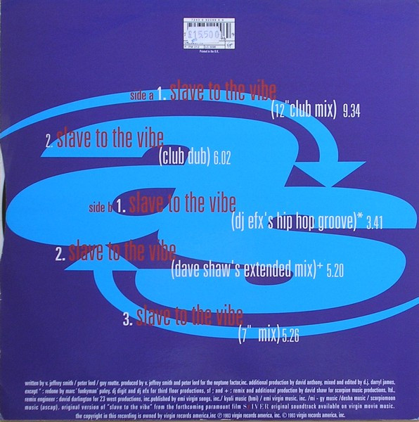 Aftershock - Slave To The Vibe - 1993 - Garage House, House - Virgin - Vinyl 1x 12", 33 ⅓ RPM, Stereo