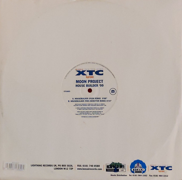 Moon Project - House Builder '99, Electronic, Progressive Trance, Trance, 1999 - XTC UK, UK, Vinyl 1x 12", 33 ⅓ RPM