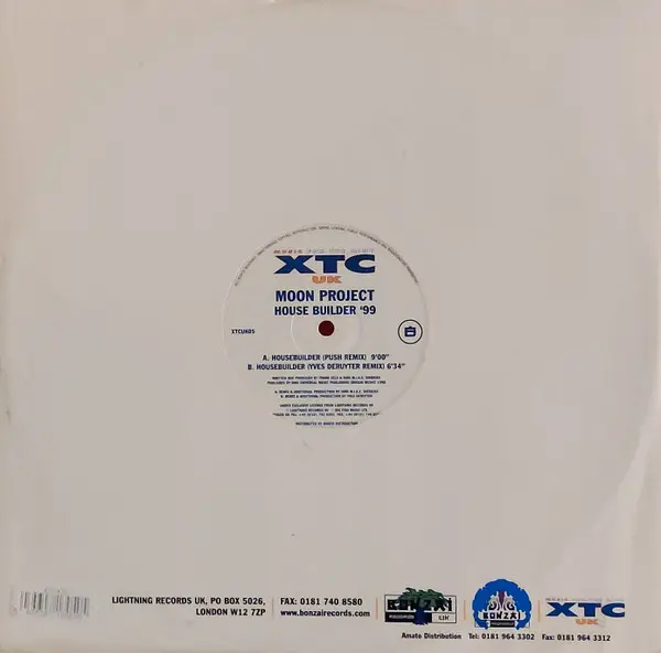 Moon Project - House Builder '99, Electronic, Progressive Trance, Trance, 1999 - XTC UK, UK, Vinyl 1x 12", 33 ⅓ RPM