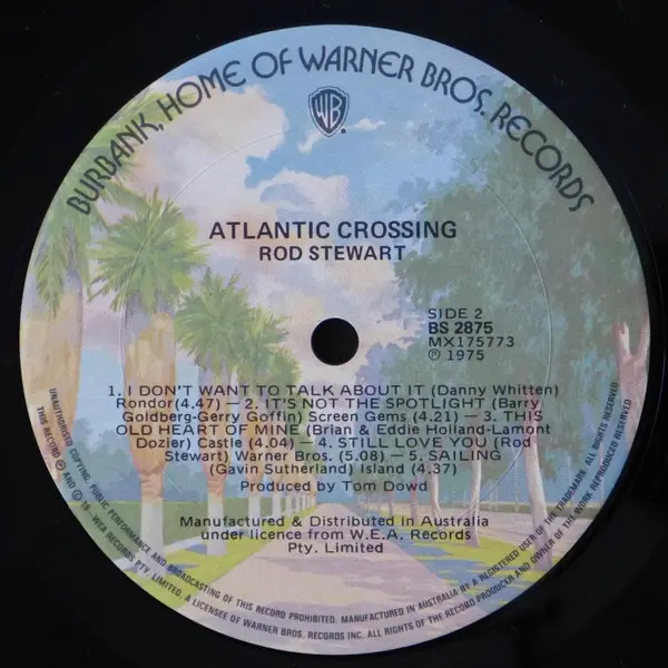 Rod Stewart - Atlantic Crossing, Pop, Rock, Pop Rock, Rock & Roll, Soft Rock, 1975 - Warner Bros. Records, Australia, Vinyl 1