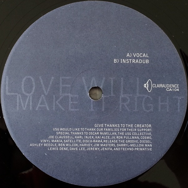 Latecia Favors - Love Will Make It Right, Electronic, Deep House, 1998 - Clairaudience, US, Vinyl 1x 12", 33 ⅓ RPM