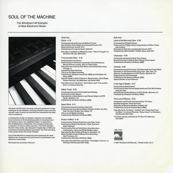 Various - Soul Of The Machine (The Windham Hill Sampler Of New Electronic Music), Electronic, Ambient, New Age, 1987 - Windha