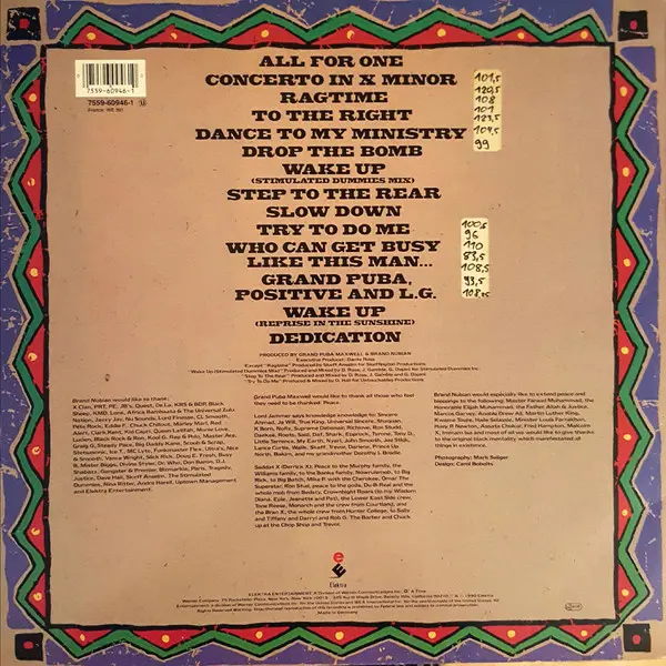 Brand Nubian - One For All, Hip Hop, Conscious, 1990 - Elektra, Europe, Vinyl 1x LP, Album