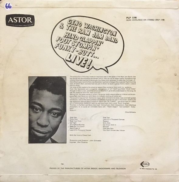 Geno Washington & The Ram Jam Band - Hand Clappin' Foot Stompin' Funky-Butt... Live!, Funk / Soul, Soul, 1966 - Astor, Austra