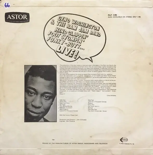 Geno Washington & The Ram Jam Band - Hand Clappin' Foot Stompin' Funky-Butt... Live!, Funk / Soul, Soul, 1966 - Astor, Austra