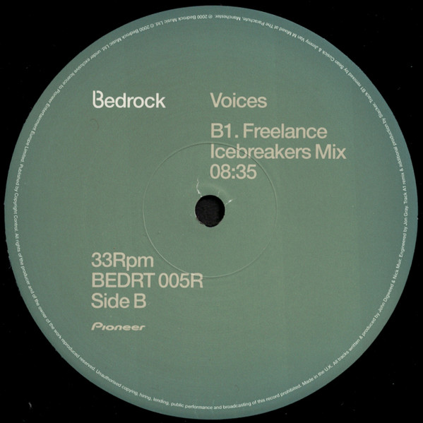 Bedrock - Voices (Part 2), Electronic, Progressive House, 2000 - Bedrock Records, UK, Vinyl 1x 12", 33 ⅓ RPM