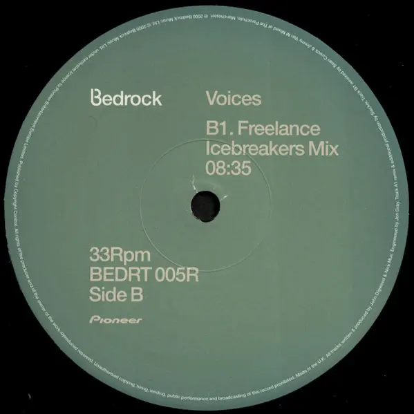 Bedrock - Voices (Part 2), Electronic, Progressive House, 2000 - Bedrock Records, UK, Vinyl 1x 12", 33 ⅓ RPM