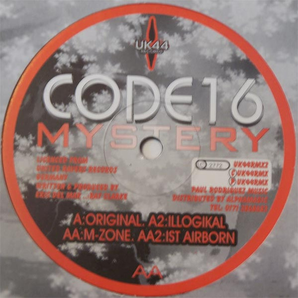 Code-16 - Mystery, Electronic, Hard Trance, Trance, 1997 - UK44 Records, UK, Vinyl 1x 12"