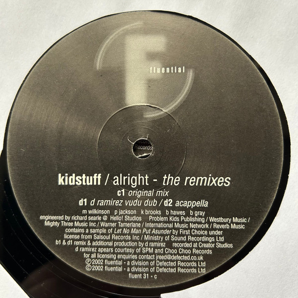 Kidstuff - Alright (The Remixes), Electronic, House, 2002 - Fluential, UK, Vinyl 2x 12"