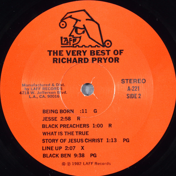 Richard Pryor - The Very Best Of Richard Pryor, Non-Music, Comedy, 1982 - Laff Records, US, Vinyl 1x LP, Compilation, Stereo