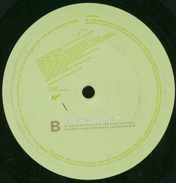 Matthew Herbert - Suddenly, Electronic, Breaks, Deep House, Experimental, 2000 - !K7 Records, Germany, Vinyl 1x 12", 33 ⅓ RPM