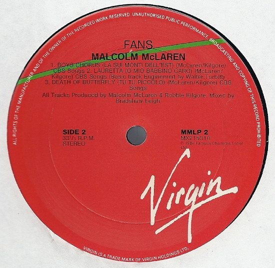 Malcolm McLaren - Fans, Classical, Electronic, Funk / Soul, Pop, Modern Classical, Opera, Rhythm & Blues, Synth-pop, 1984 - V