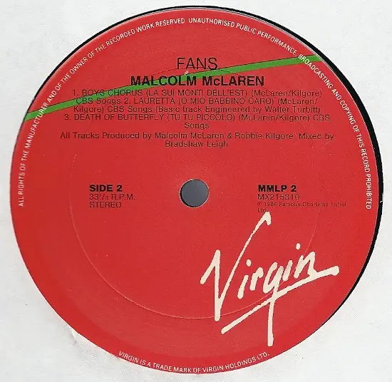 Malcolm McLaren - Fans, Classical, Electronic, Funk / Soul, Pop, Modern Classical, Opera, Rhythm & Blues, Synth-pop, 1984 - V