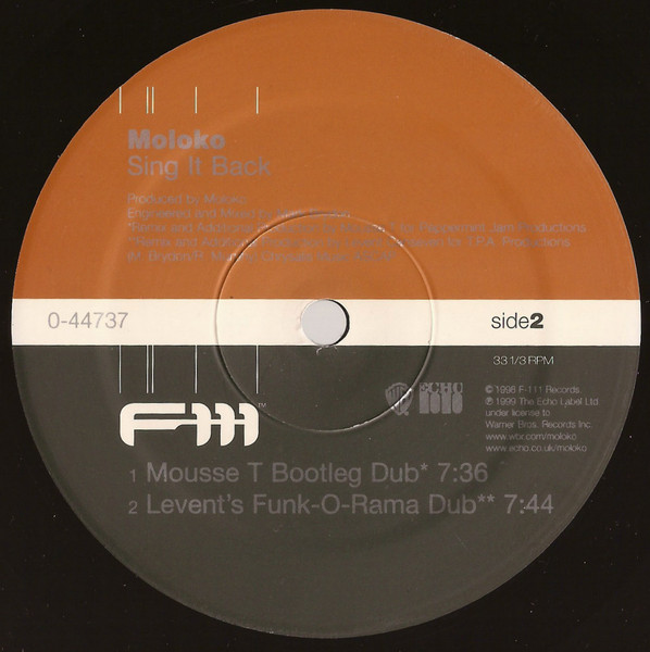 Moloko - Sing It Back, Electronic, House, 1999 - F-111 Records, US, Vinyl 1x 12", 33 ⅓ RPM