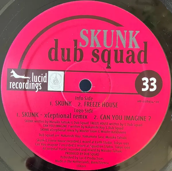 Dub Squad - Skunk, Electronic, Breakbeat, Dub, 1997 - Lucid Recordings, Netherlands, Vinyl 1x 12", 33 ⅓ RPM