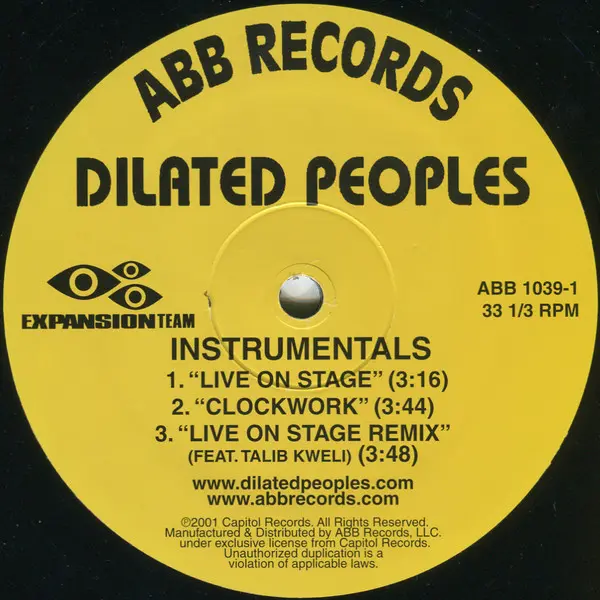Dilated Peoples - Live On Stage / Clockwork, Hip Hop, 2001 - ABB Records, US, Vinyl 1x 12"