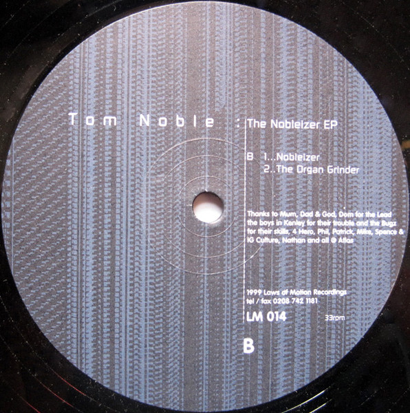 Tom Noble - The Nobleizer EP, Electronic, Dub, Experimental, 1999 - Laws Of Motion, UK, Vinyl 1x 12", 33 ⅓ RPM, EP