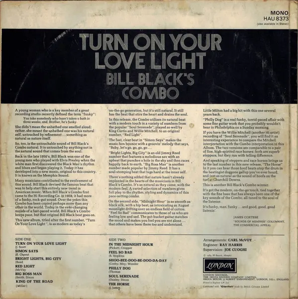 Album cover for Turn On Your Love Light by Bill Black's Combo